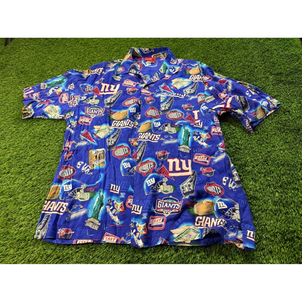 New York Giants NFL Hawaiian Aloha Button Up Shirt Mens Size M All Over Print - Picture 3 of 5